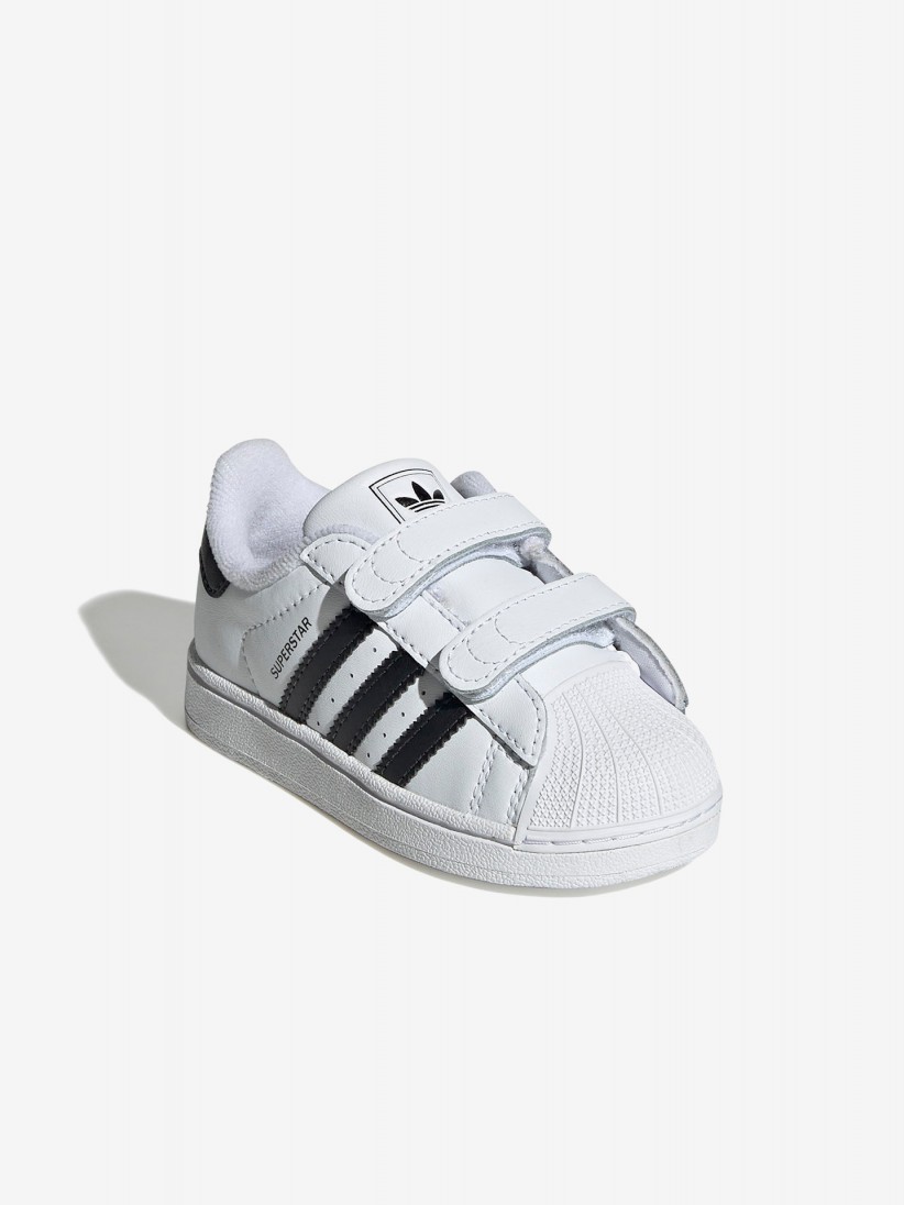 Zapatillas Adidas Superstar II Comfort CF I Blancas y Negras Con Velcro