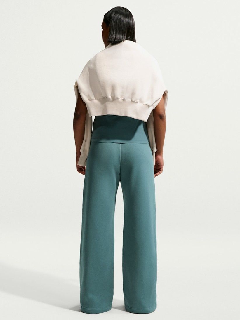 Nike Sportswear Phoenix Fleece Wide Leg Mid-Rise Green Trousers For Women