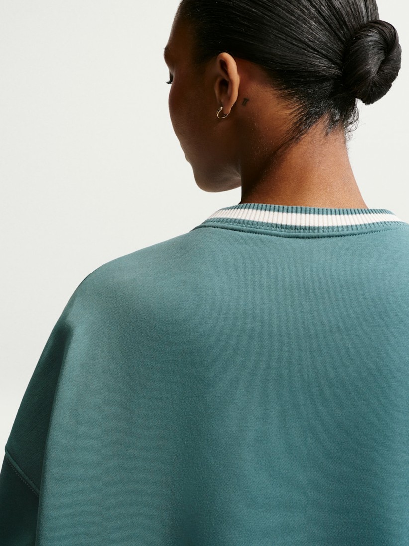 Nike Sportswear Phoenix Fleece Crew-Neck Green Sweater For Women