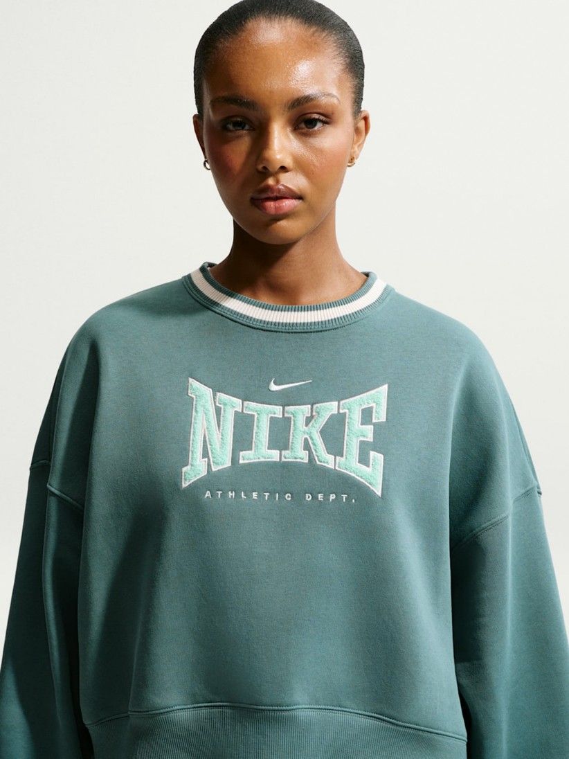 Nike Sportswear Phoenix Fleece Crew-Neck Green Sweater For Women