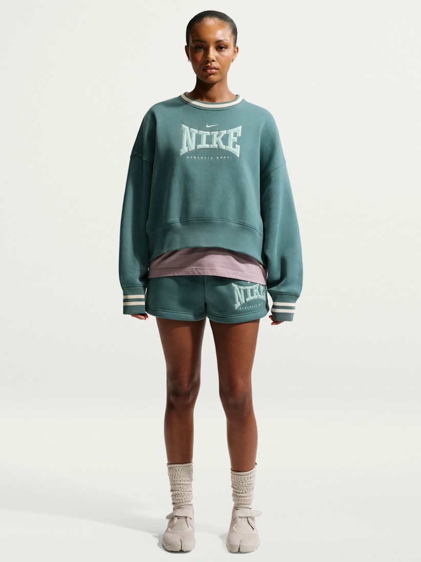 Nike Sportswear Phoenix Fleece Crew-Neck Green Sweater For Women
