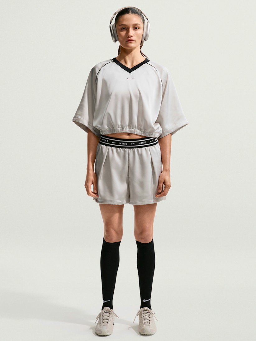 T-shirt Nike Sportswear Oversized De Cetim Bege Para Mulher