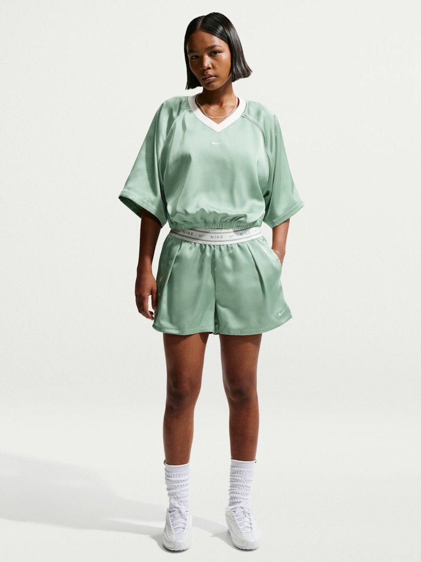 T-shirt Nike Sportswear Oversized De Cetim Verde Para Mulher