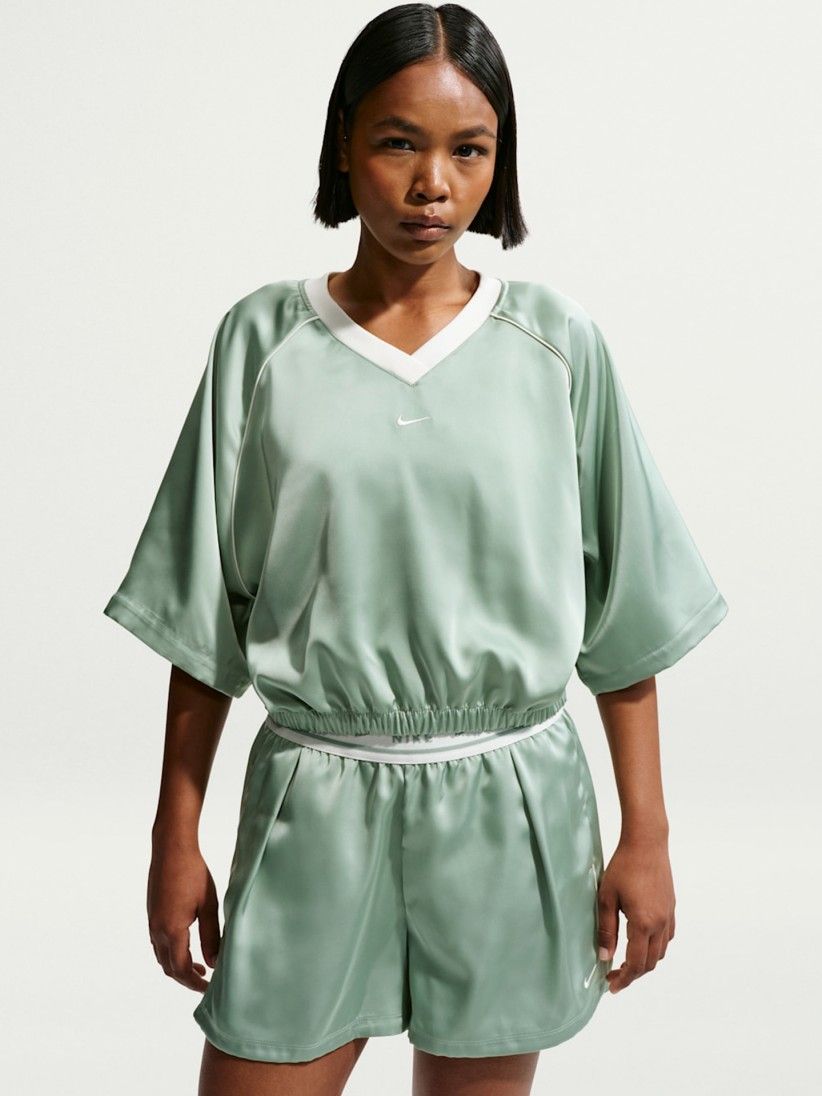 T-shirt Nike Sportswear Oversized De Cetim Verde Para Mulher
