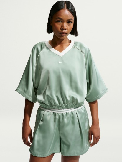 T-shirt Nike Sportswear Oversized De Cetim Verde Para Mulher