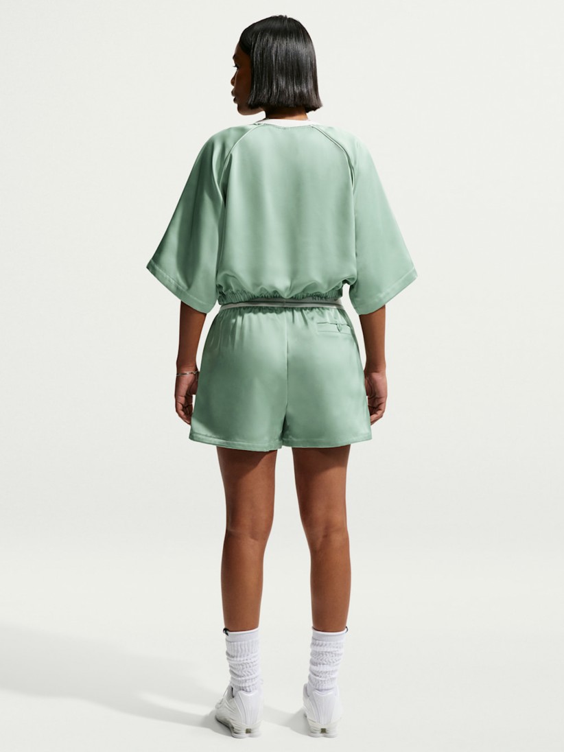 Nike Sportswear Loose Mid-Rise Satin Green Shorts For Women