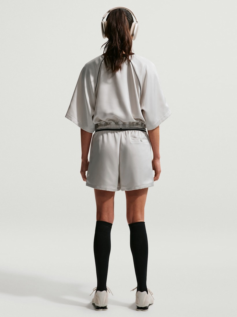 Nike Sportswear Loose Mid-Rise Satin Beige Shorts For Women