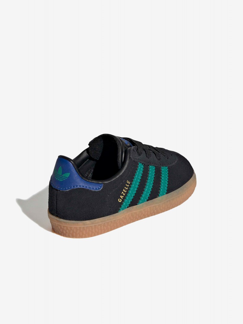 Zapatillas Adidas Gazelle CF EL I Negras, Azules y Verdes De Gamuza