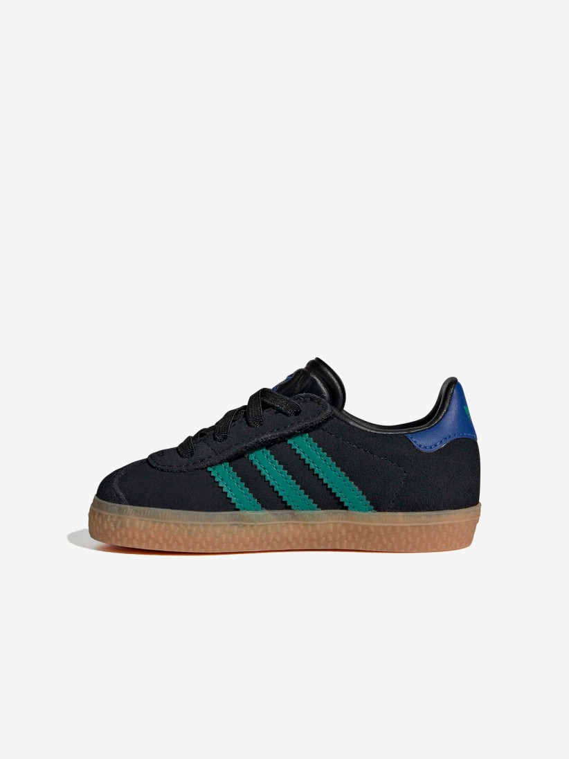 Zapatillas Adidas Gazelle CF EL I Negras, Azules y Verdes De Gamuza