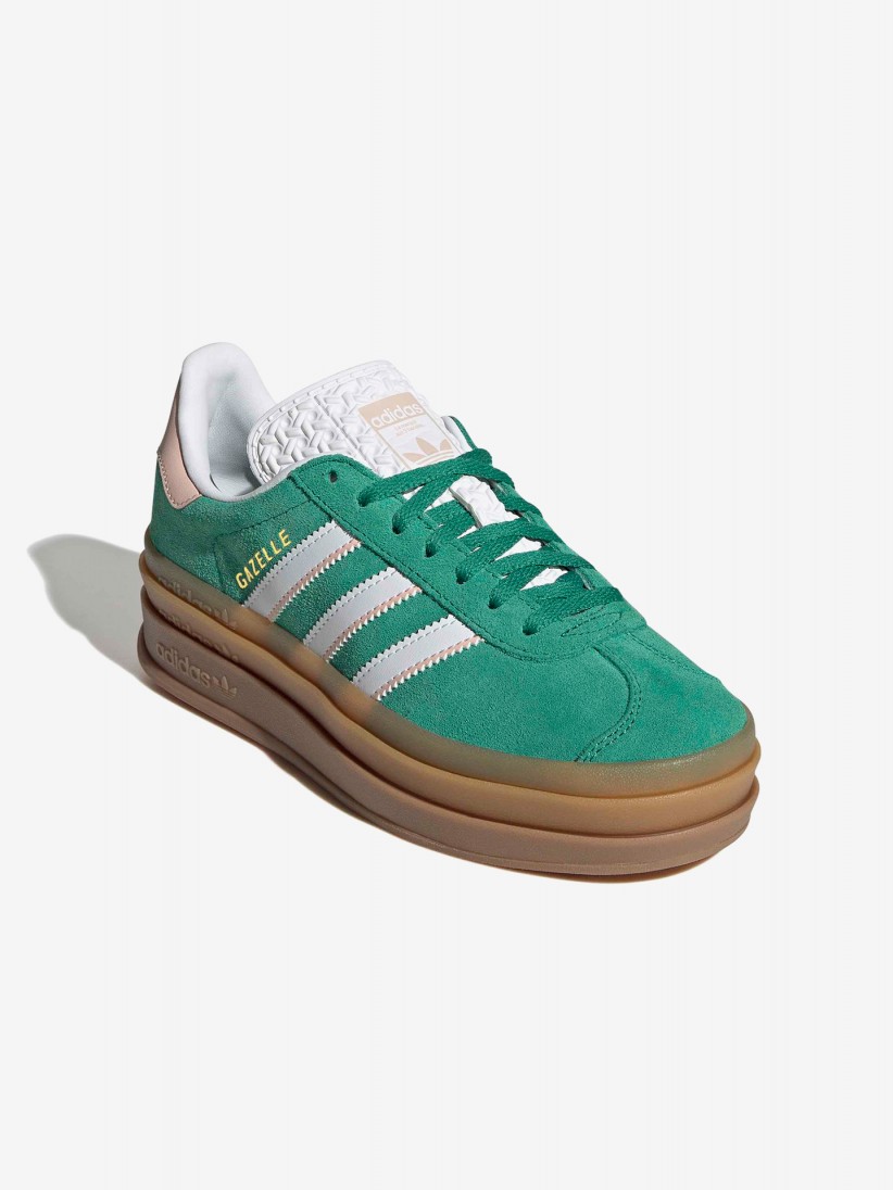 Zapatillas Adidas Gazelle Bold J Verdes y Rosa De Gamuza