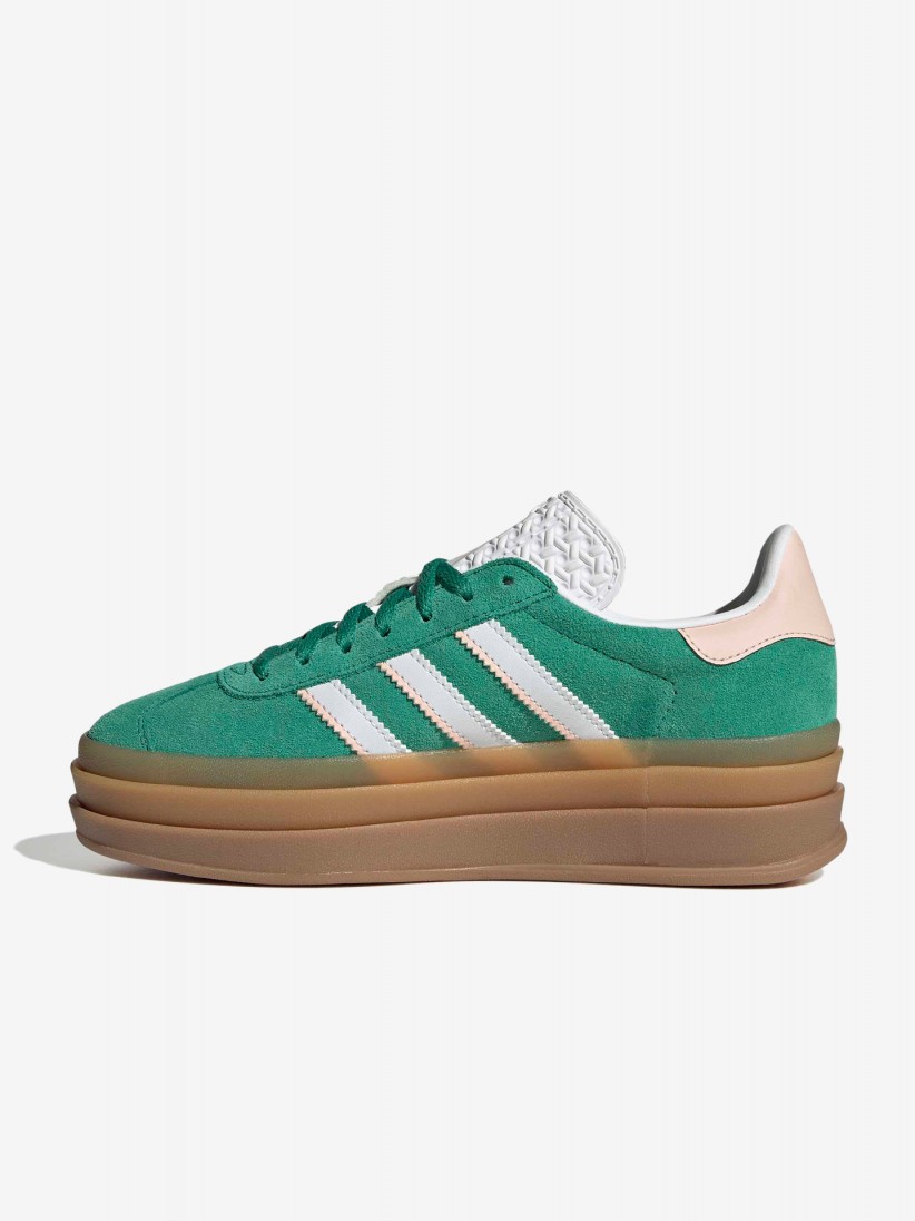 Zapatillas Adidas Gazelle Bold J Verdes y Rosa De Gamuza