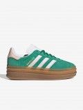 Zapatillas Adidas Gazelle Bold J Verdes y Rosa De Gamuza
