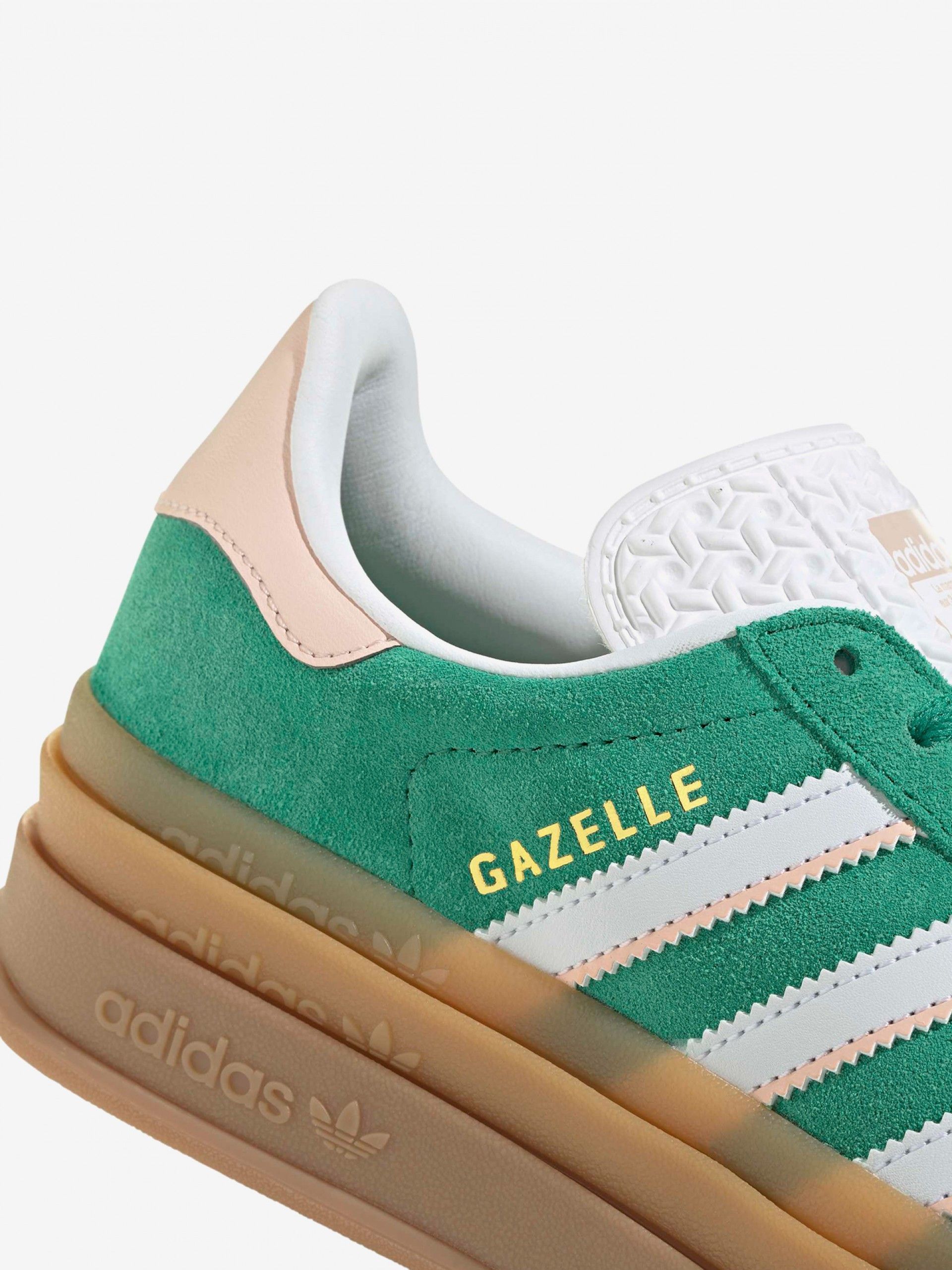 Sapatilhas Adidas Gazelle Bold J Verdes e Rosa Em Camurça