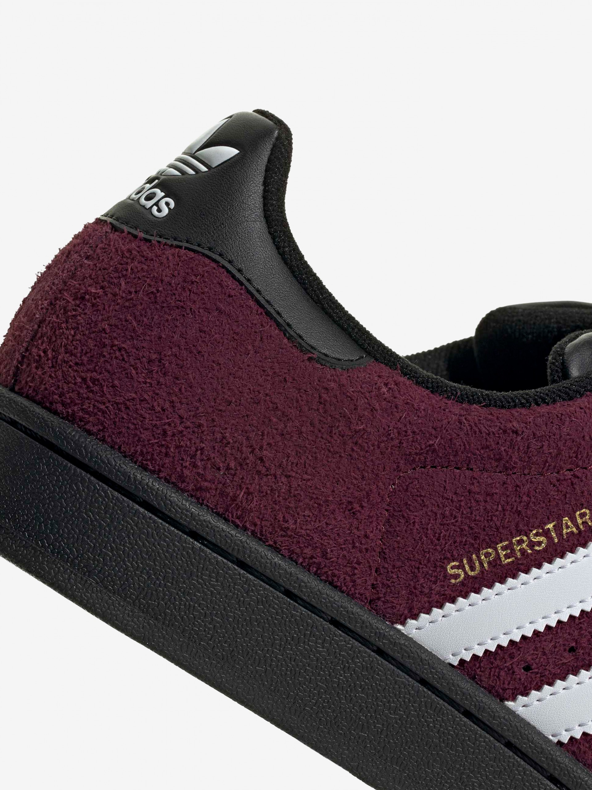 Sapatilhas Adidas Superstar II W Bordeaux e Pretas Em Camurça