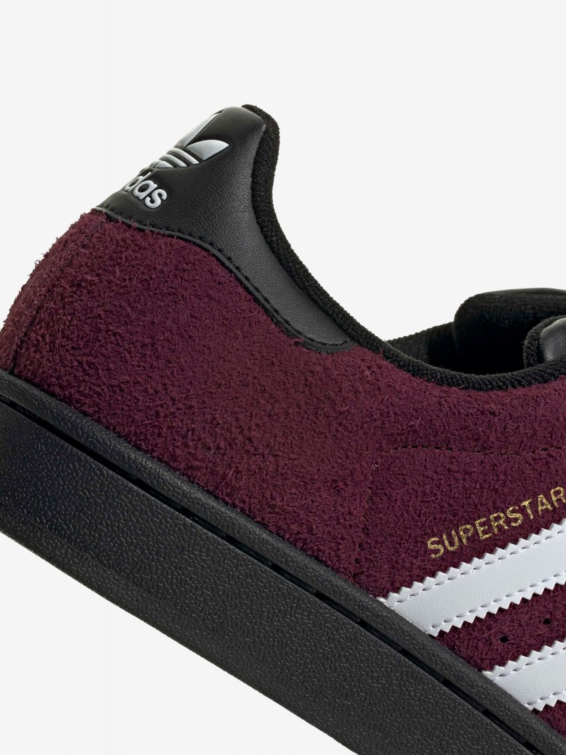 Adidas Superstar II W Burgundy and Black Suede Sneakers