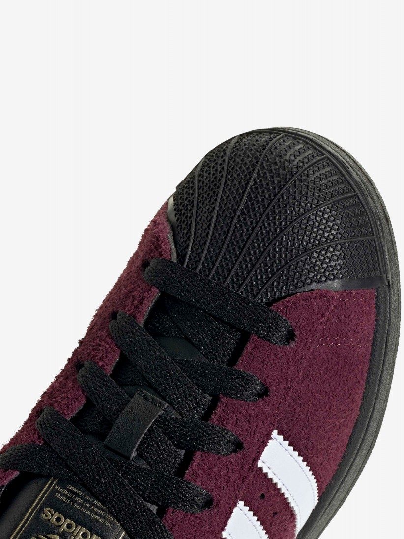 Adidas Superstar II W Burgundy and Black Suede Sneakers