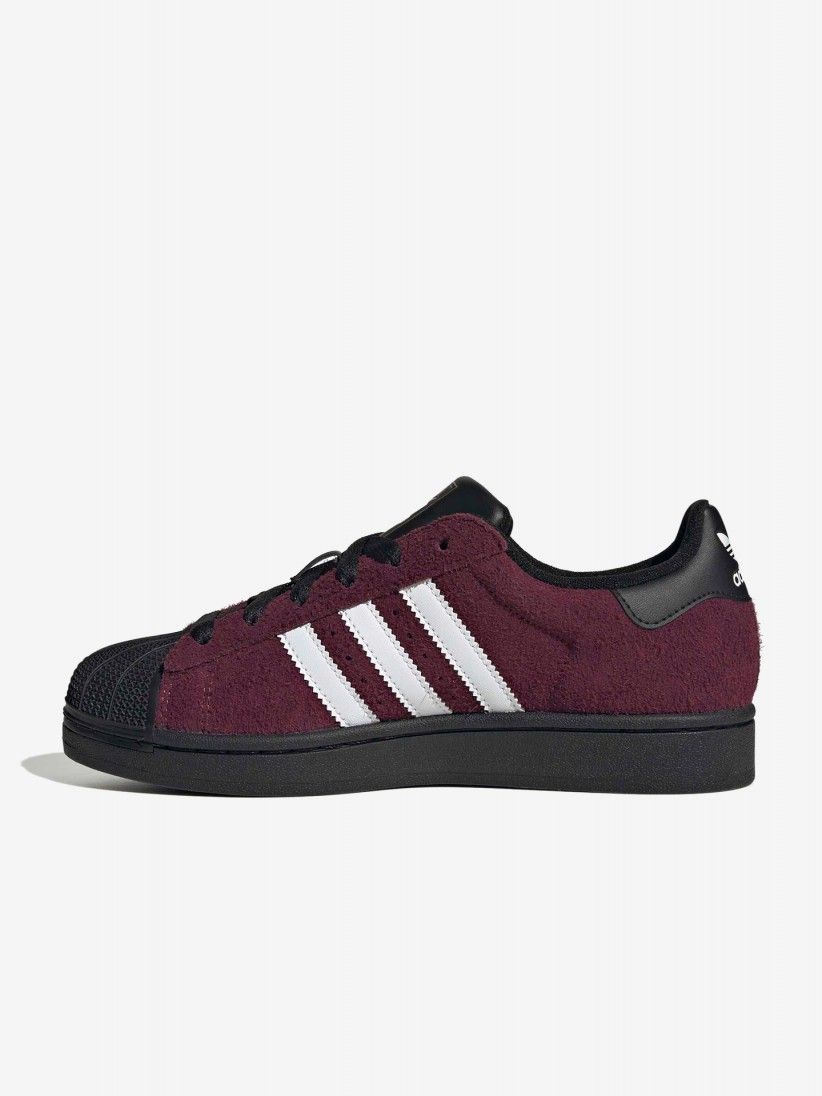Adidas Superstar II W Burgundy and Black Suede Sneakers
