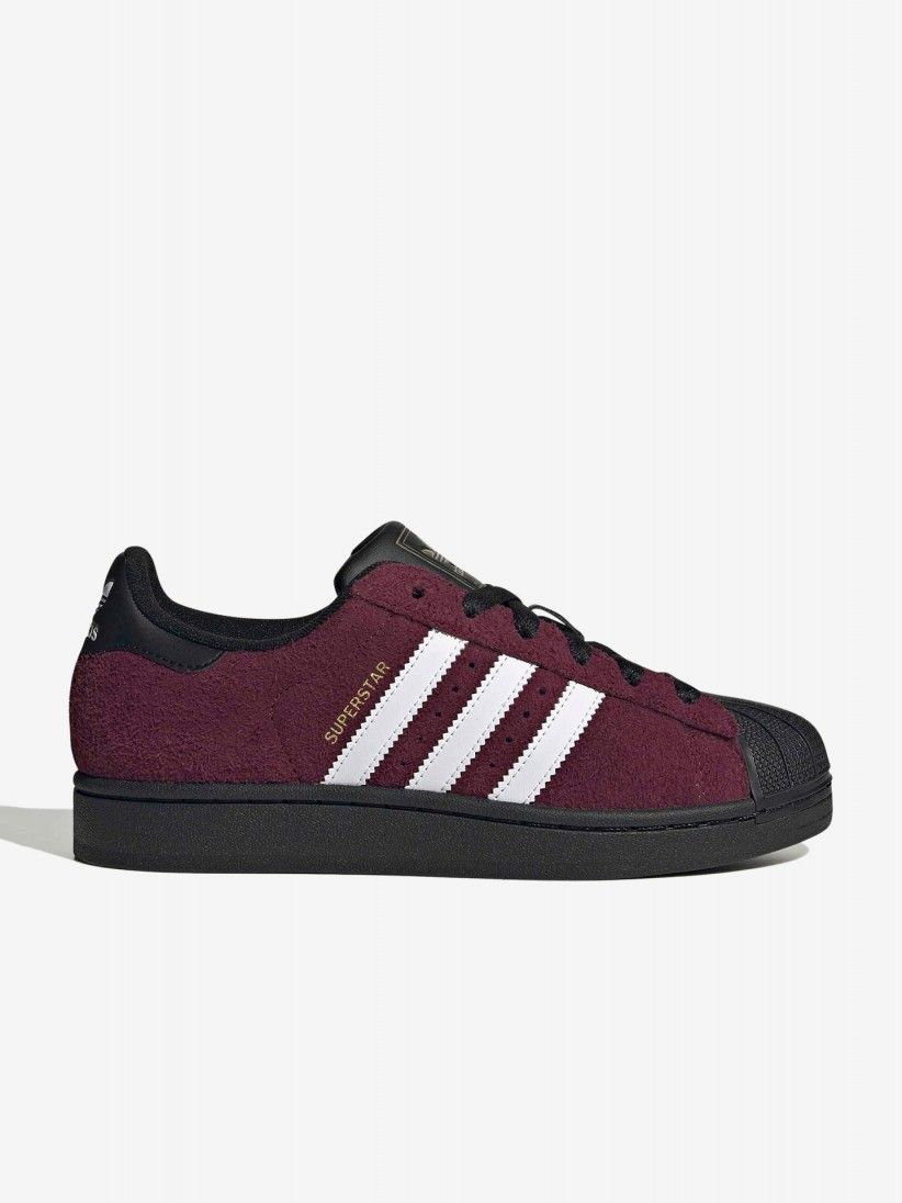 Adidas Superstar II W Burgundy and Black Suede Sneakers