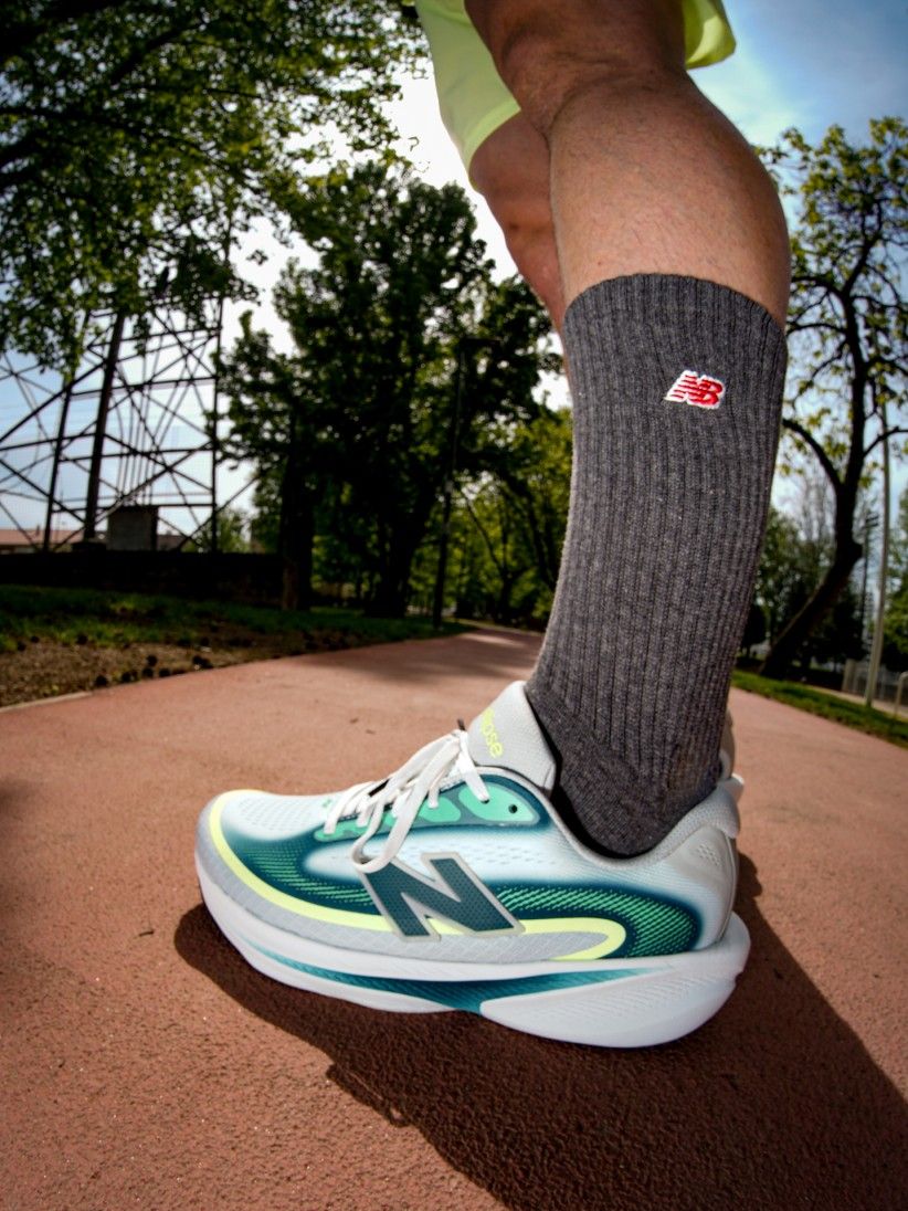 New Balance Ellipse v1 Grey and Green Running Trainers For Men
