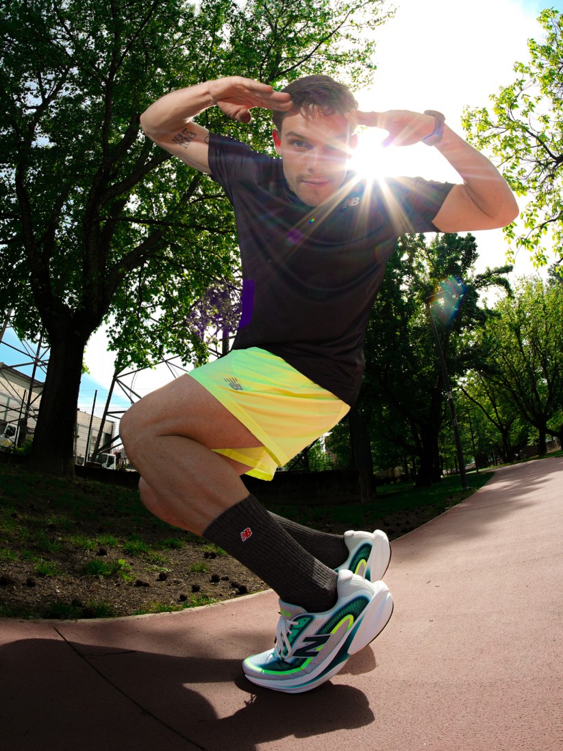 New Balance Ellipse v1 Grey and Green Running Trainers For Men