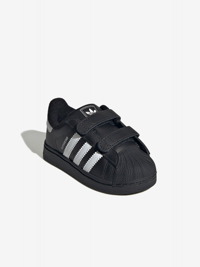 Sapatilhas Adidas Superstar II Comfort CF I Pretas e Brancas Com Velcro