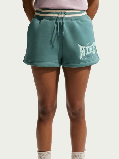 Pantalones Cortos Nike Sportswear Phoenix Fleece High Rise Verdes Para Mujer