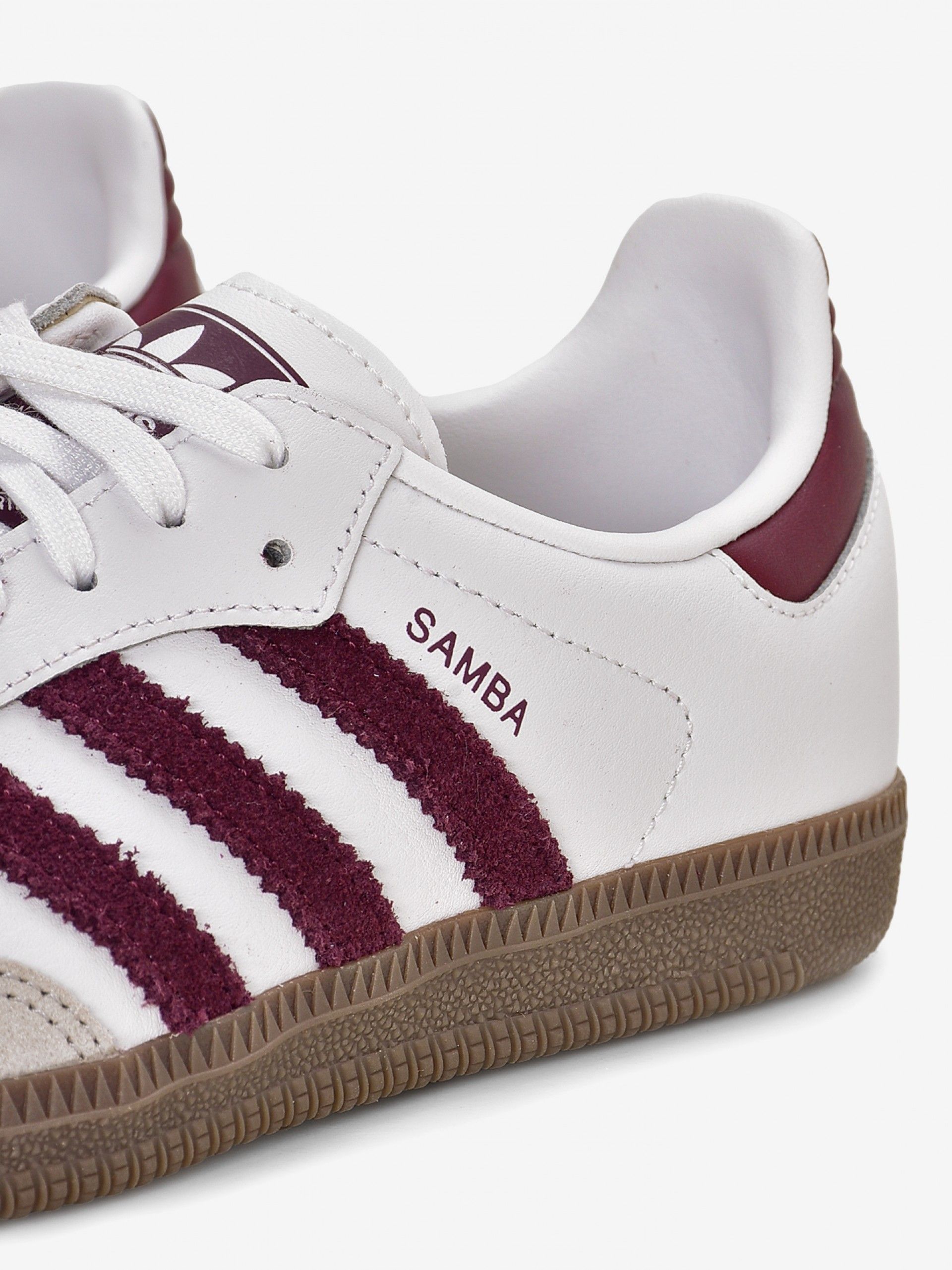 Adidas Samba OG J White and Burgundy Sneakers