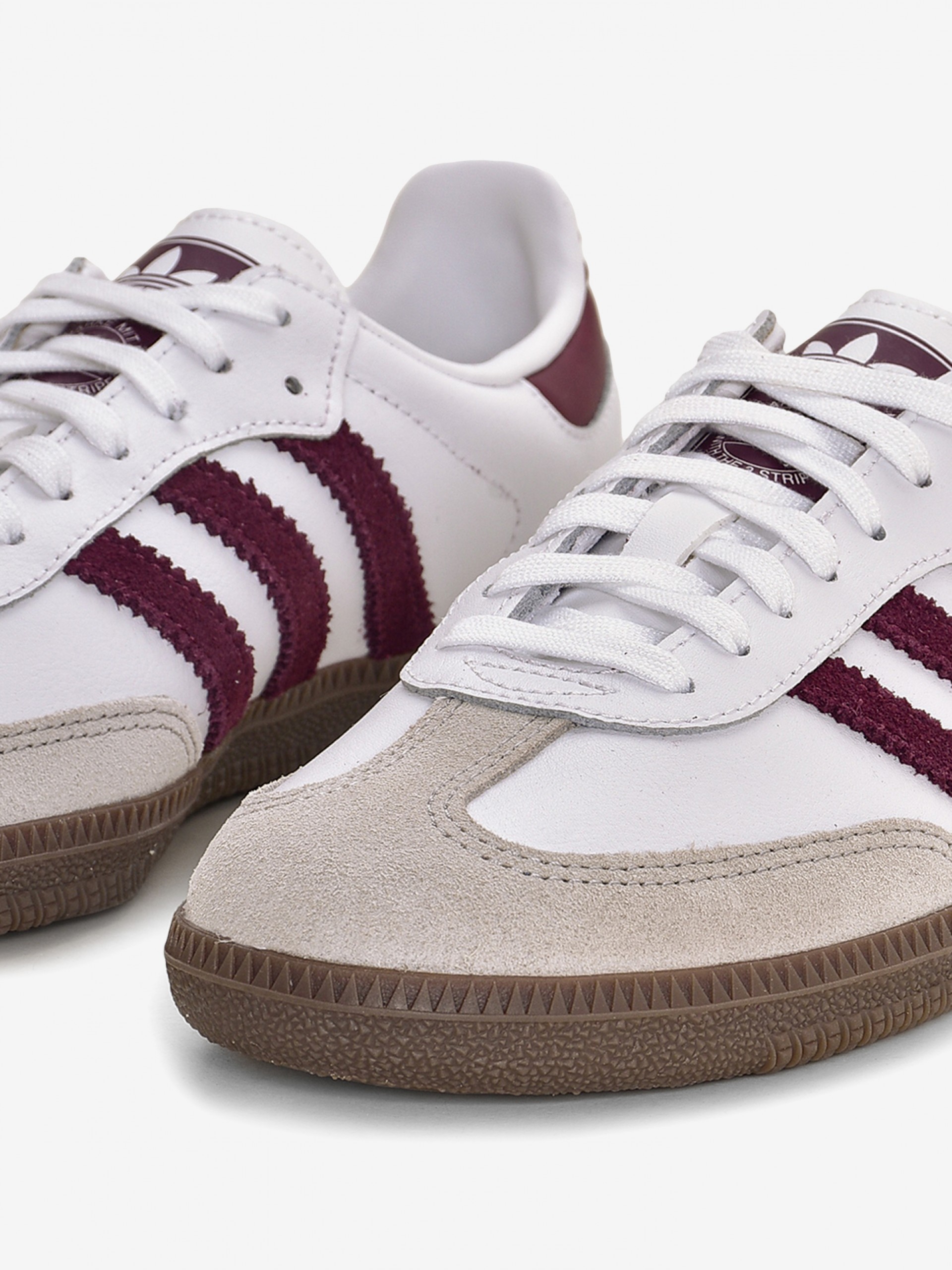 Adidas Samba OG J White and Burgundy Sneakers