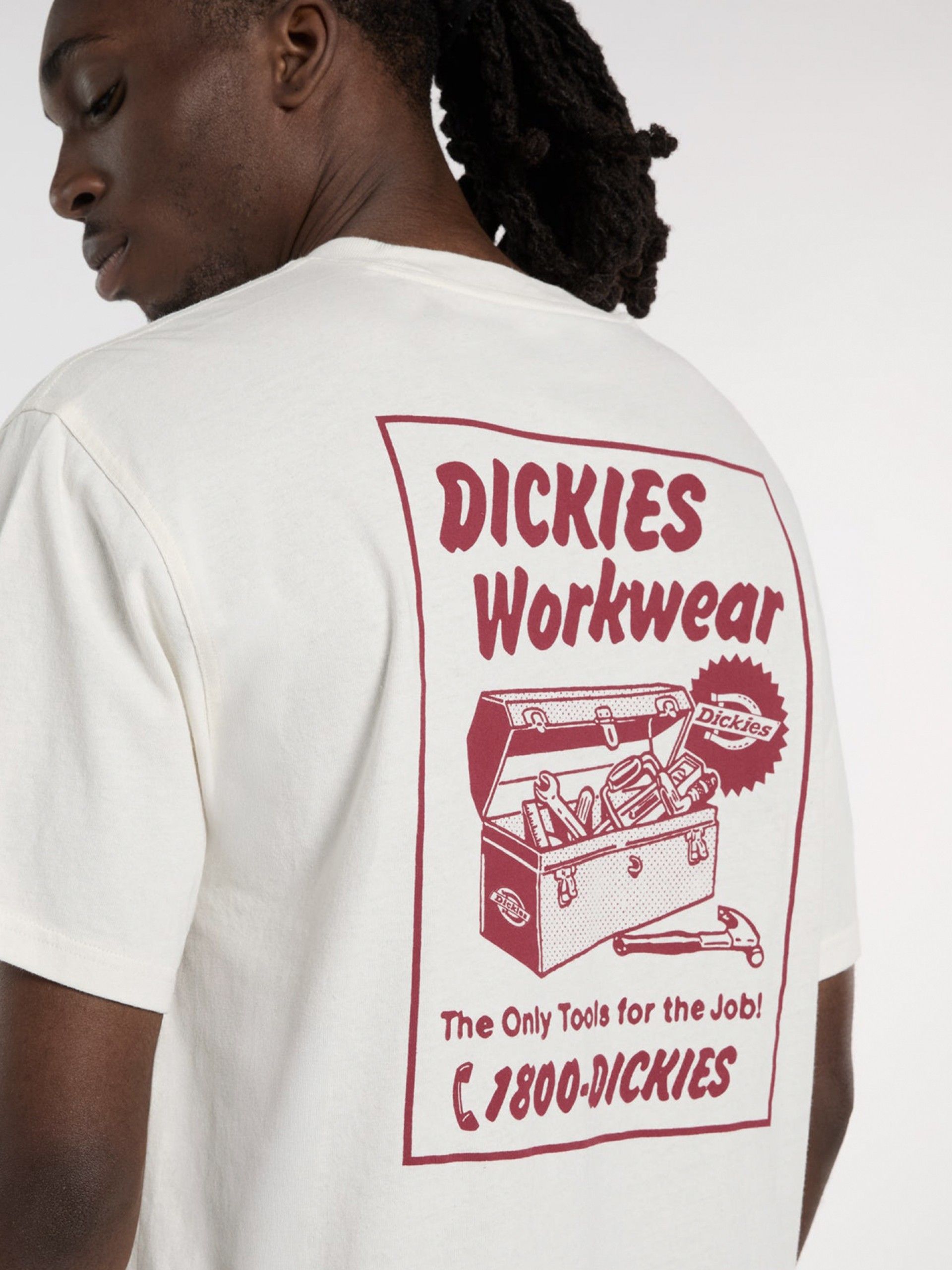 Dickies Dry Ridge Lightweight White and Burgundy T-shirt