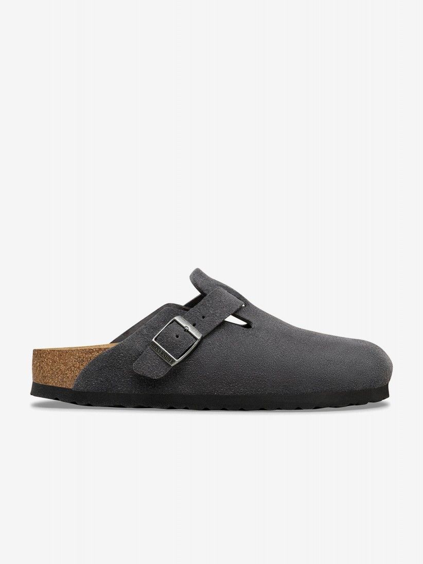 Birkenstock Boston Suede Leather Grey Slides