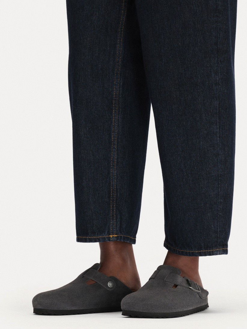 Birkenstock Boston Suede Leather Grey Slides