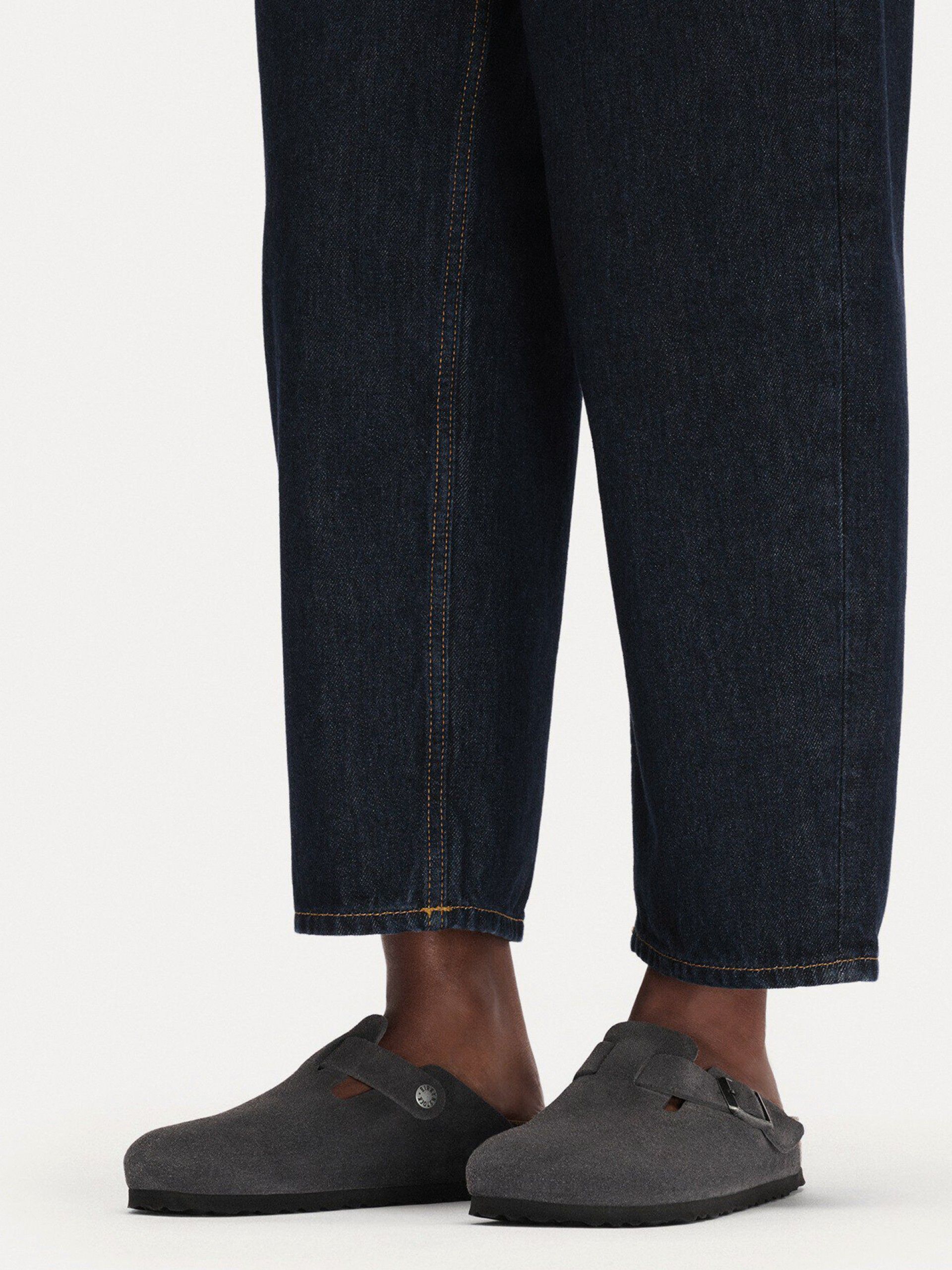 Birkenstock Boston Suede Leather Grey Slides