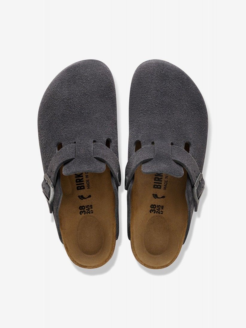 Birkenstock Boston Suede Leather Grey Slides