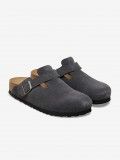 Birkenstock Boston Suede Leather Grey Slides