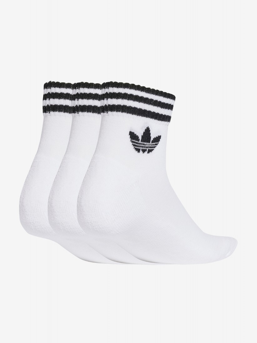 Meias de Cano Baixo Adidas 3-Stripes Brancas (3 Pares) Meias de Cano Baixo Adidas 3-Stripes Brancas (3 Pares)