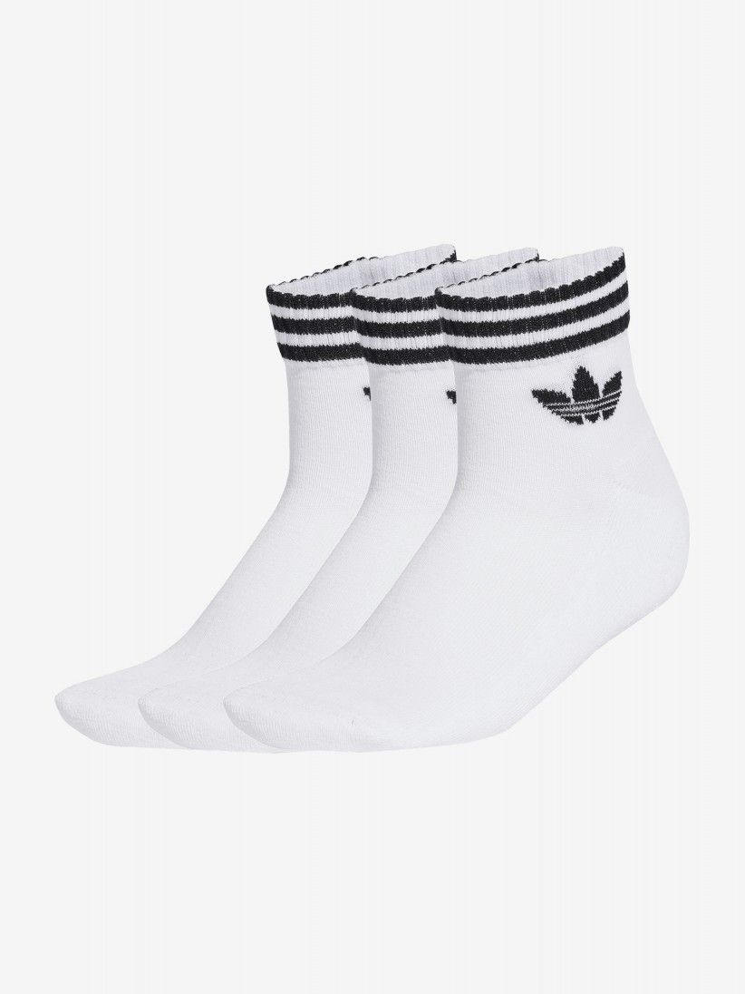 Meias de Cano Baixo Adidas 3-Stripes Brancas (3 Pares) Meias de Cano Baixo Adidas 3-Stripes Brancas (3 Pares)