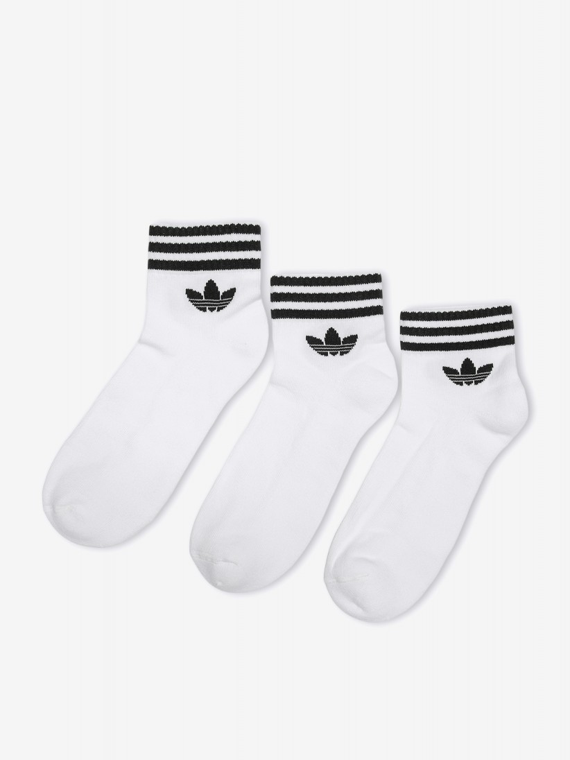 Meias de Cano Baixo Adidas 3-Stripes Brancas (3 Pares) Meias de Cano Baixo Adidas 3-Stripes Brancas (3 Pares)