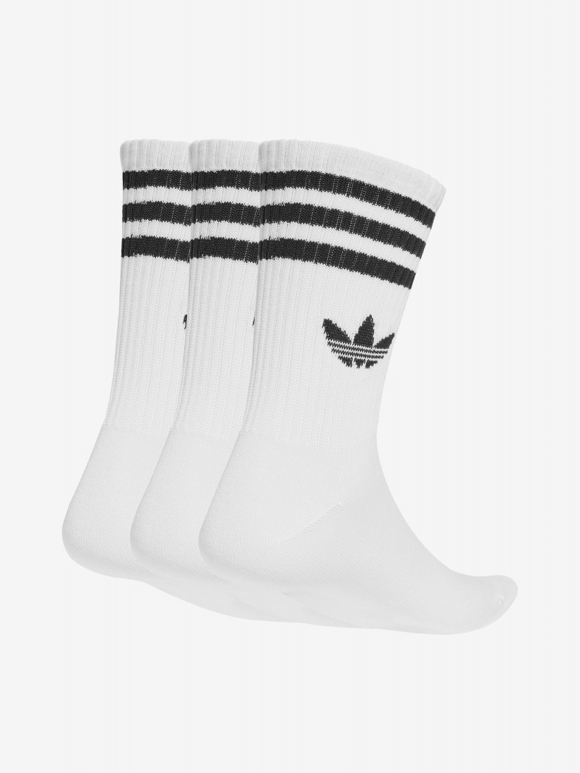 Meias de Cano Médio Adidas 3-Stripes Brancas (3 Pares) Meias de Cano Médio Adidas 3-Stripes Brancas (3 Pares)