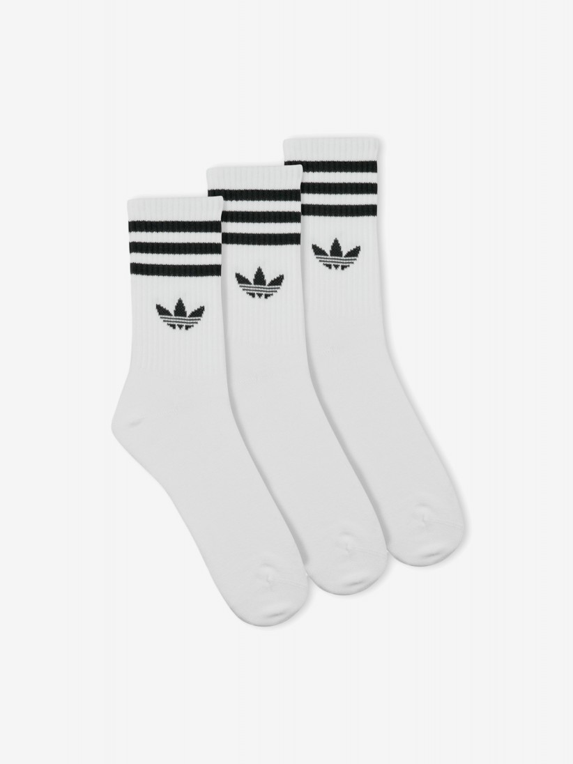 Meias de Cano Médio Adidas 3-Stripes Brancas (3 Pares) Meias de Cano Médio Adidas 3-Stripes Brancas (3 Pares)