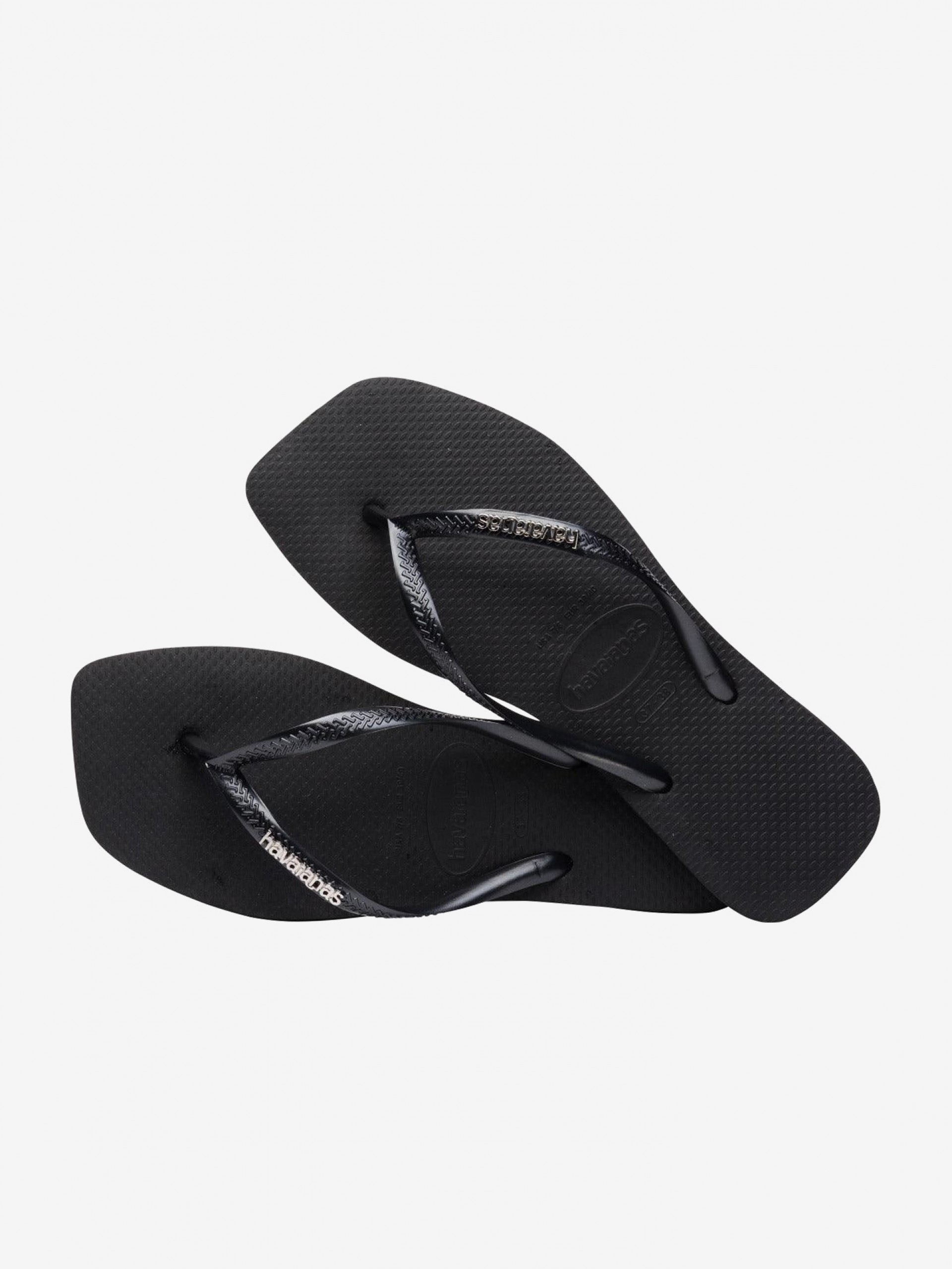 Chinelos Havaianas Square Logo Metallic Pretos