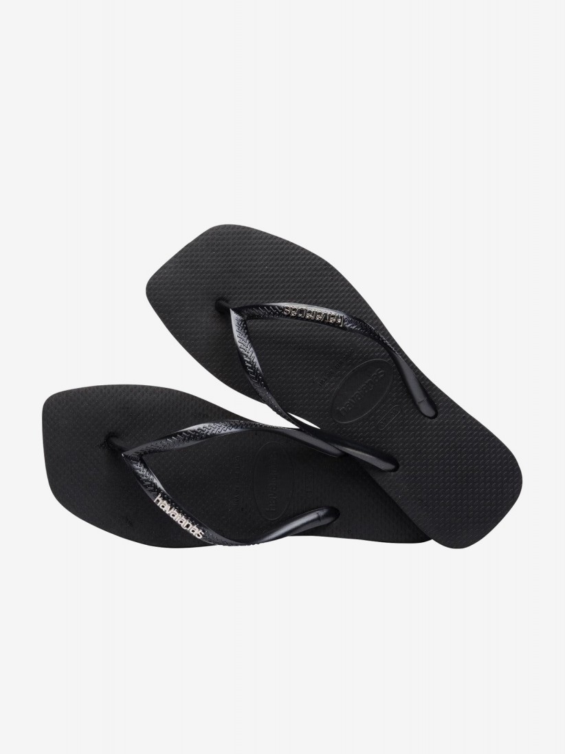 Havaianas Square Logo Metallic Black Flip Flops