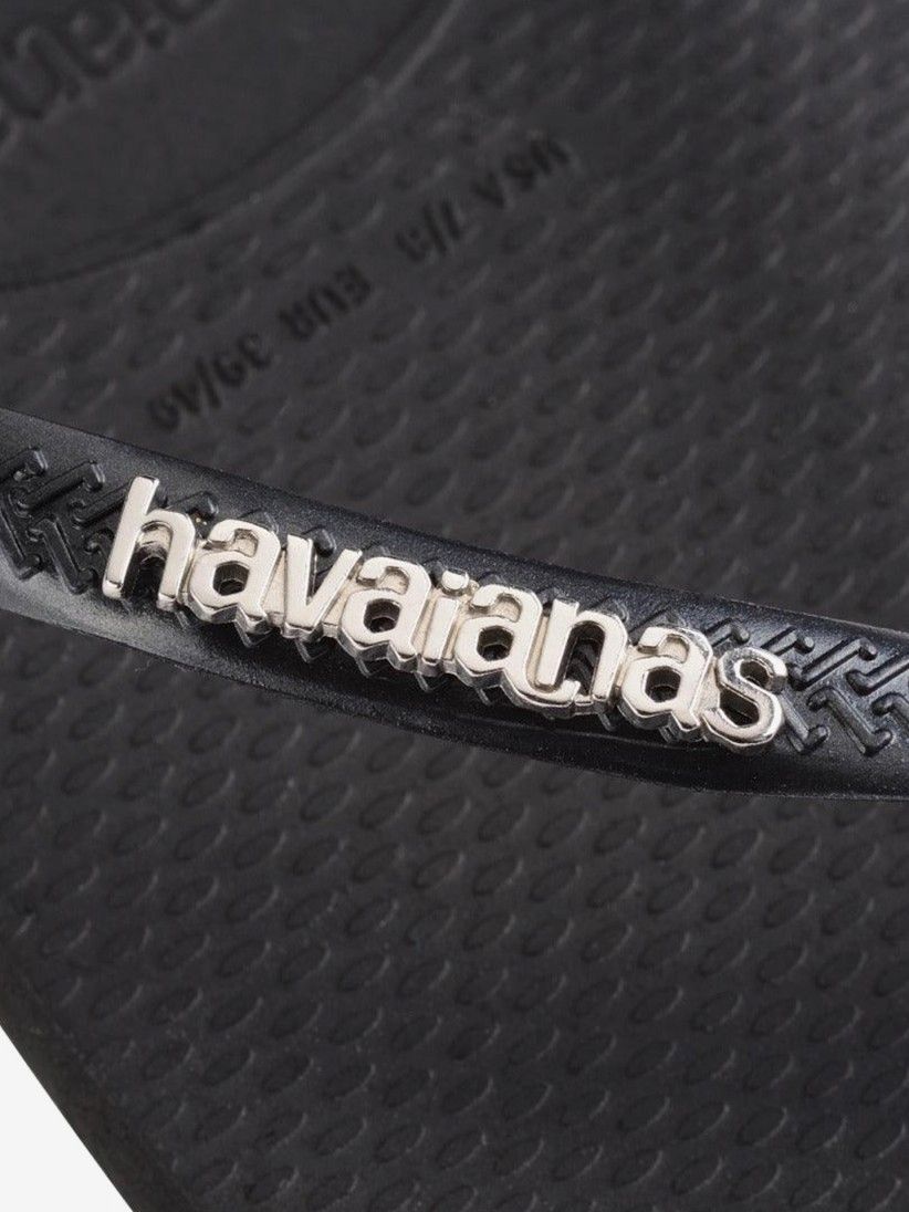 Havaianas Square Logo Metallic Black Flip Flops