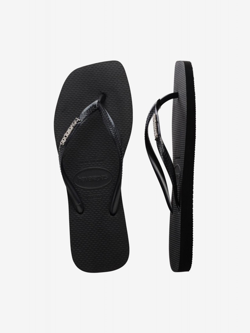 Havaianas Square Logo Metallic Black Flip Flops