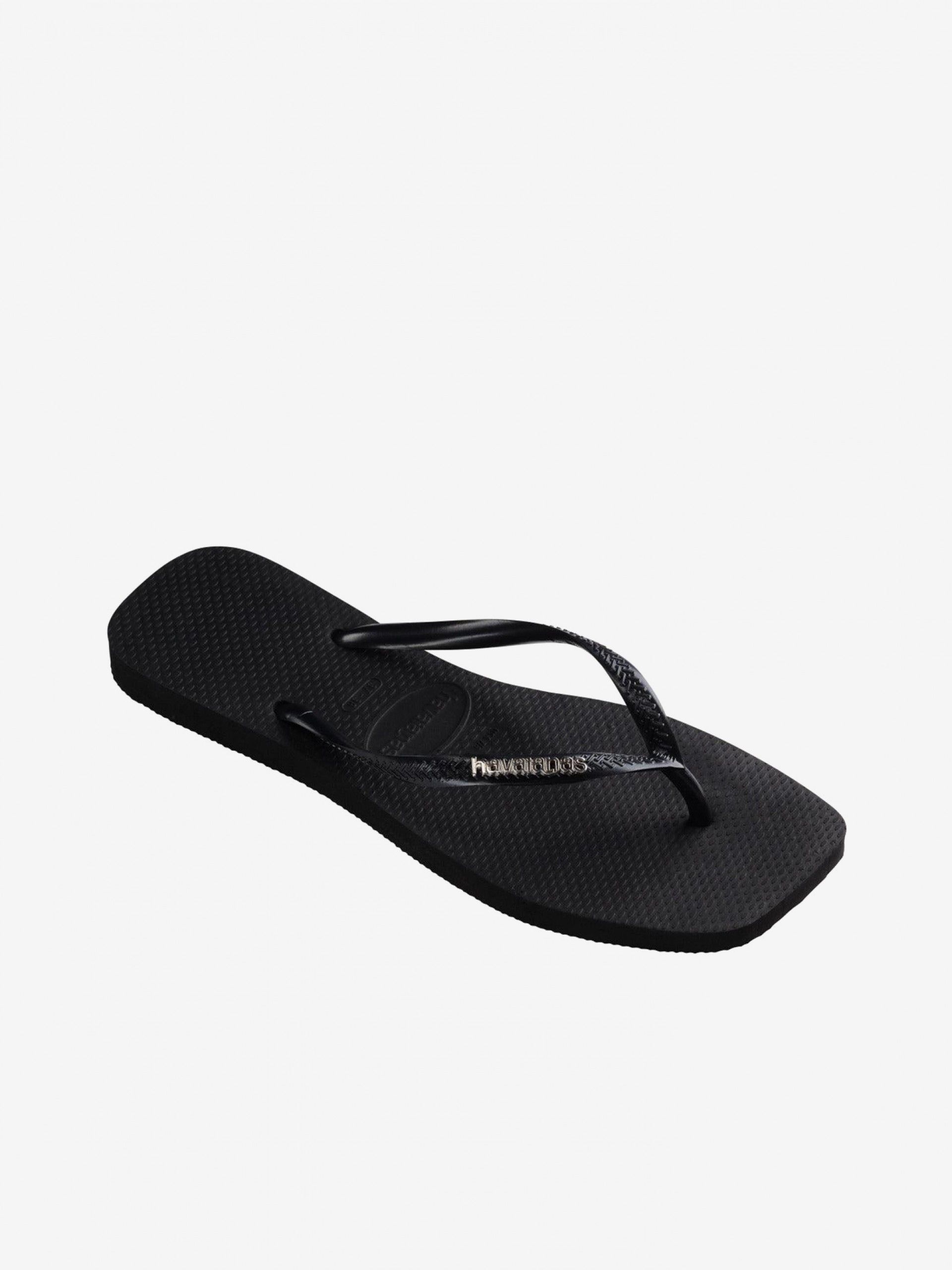 Chinelos Havaianas Square Logo Metallic Pretos