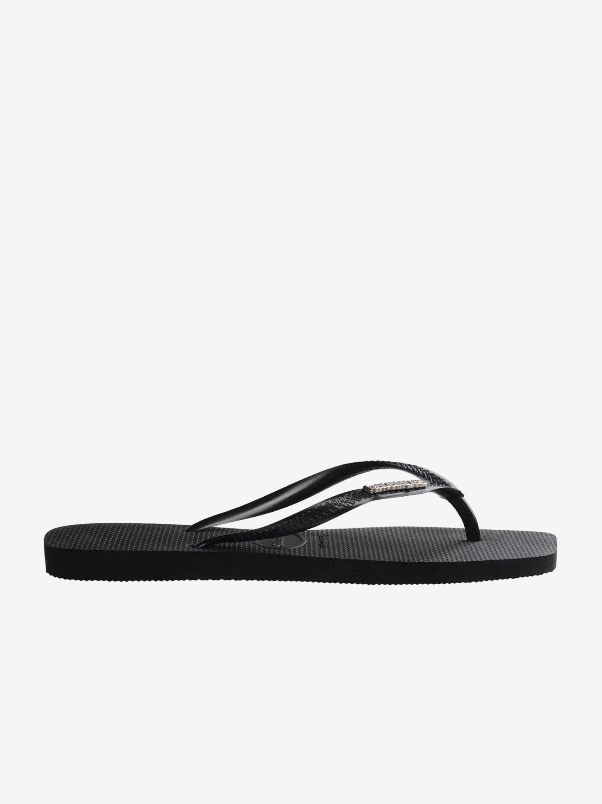Chinelos Havaianas Square Logo Metallic Pretos