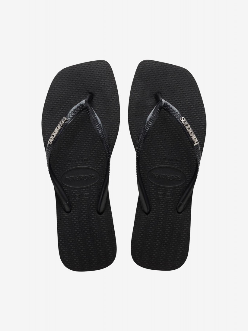 Havaianas Square Logo Metallic Black Flip Flops