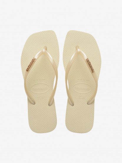 Havaianas Square Logo Metallic Beige Flip Flops