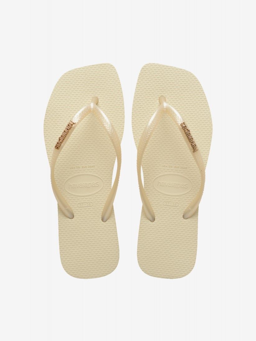 Havaianas Square Logo Metallic Beige Flip Flops Havaianas Square Logo Metallic Beige Flip Flops