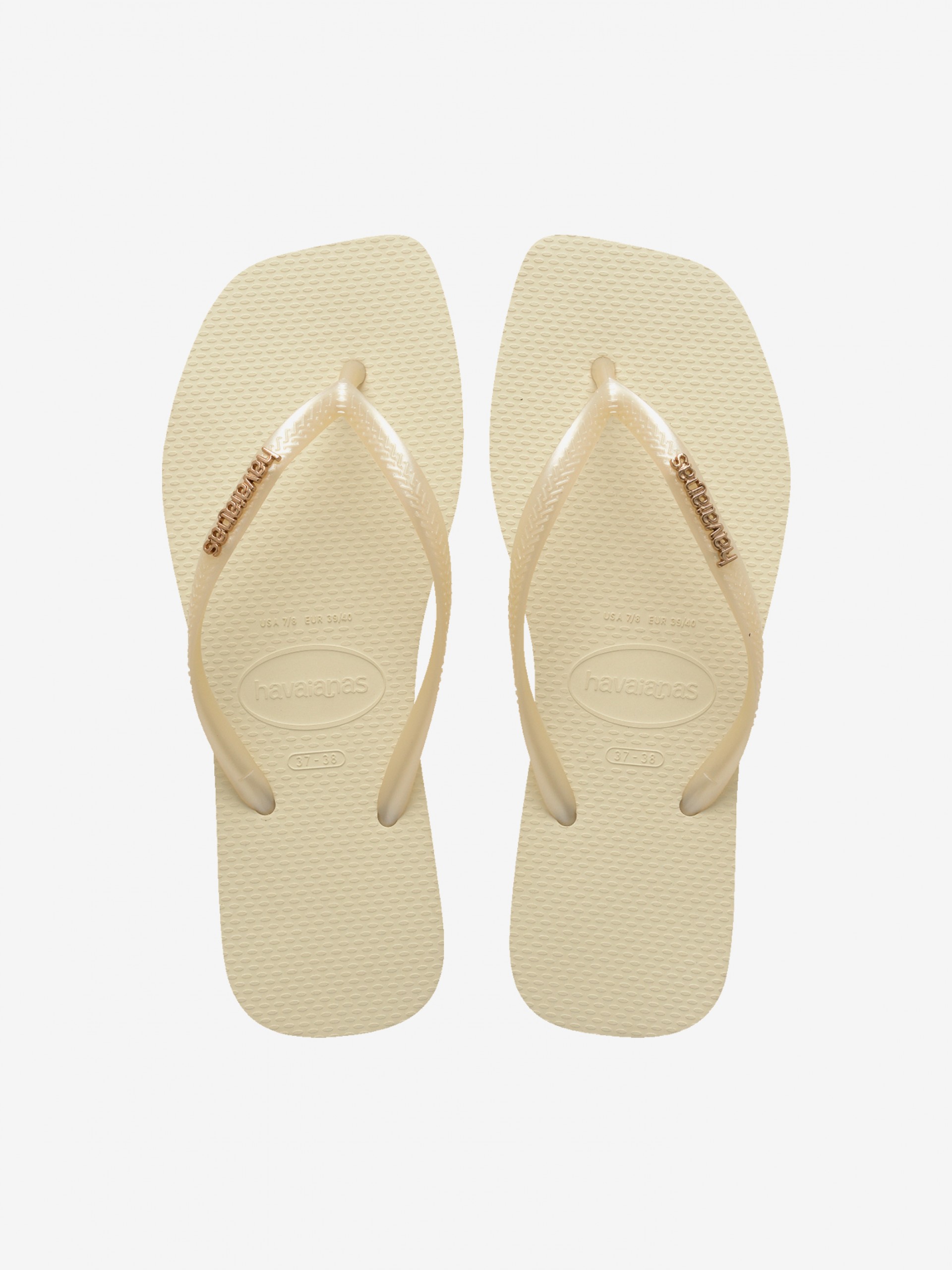 Havaianas Square Logo Metallic Beige Flip Flops