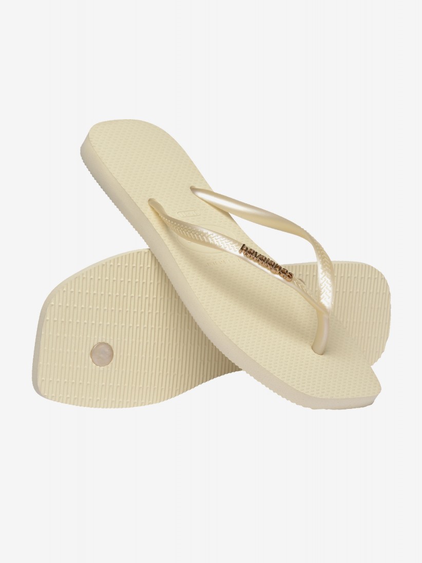 Havaianas Square Logo Metallic Beige Flip Flops Havaianas Square Logo Metallic Beige Flip Flops